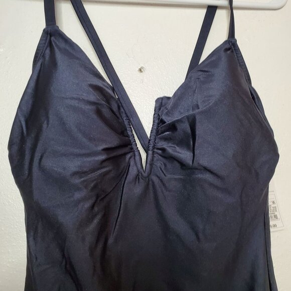 Shade & Shore Black Gray One-Piece Swimsuit Size 16 With Padded Cups Adjustable - Picture 6 of 9